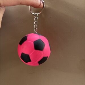 Vintage Soccer Keychain Novelty Souvenir Charm Pink Style